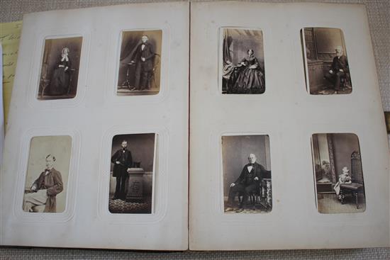 A Victorian photograph album containing 224 cabinet photographs of military figures, politicians, dignitaries, etc., qto, green moroc